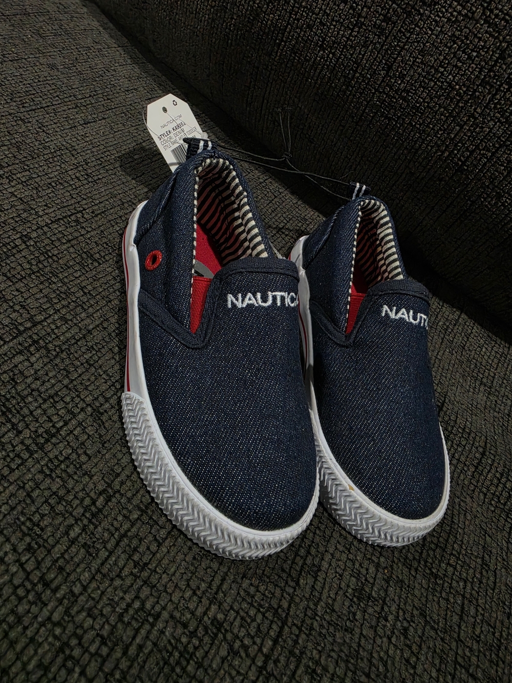 Nautica Navy Slip-On Kids Dress Shoes with White Soles
